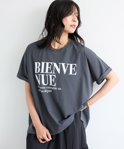 BARNYARDSTORM(バンヤードストーム)の「BARNYARDSTORM / ワイドシルエットロゴプルオーバー(Tシャツ/カットソー・レディース・チャコール/ブラウン/ホワイト・FREE)」の2枚目の写真