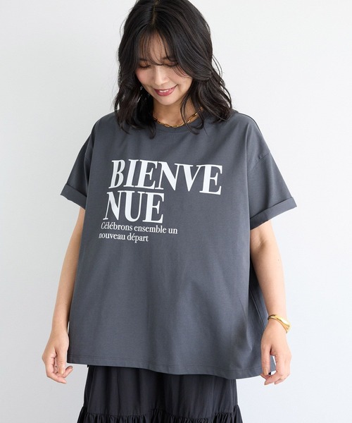 BARNYARDSTORM(バンヤードストーム)の「BARNYARDSTORM / ワイドシルエットロゴプルオーバー(Tシャツ/カットソー・レディース・チャコール/ブラウン/ホワイト・FREE)」の7枚目の写真