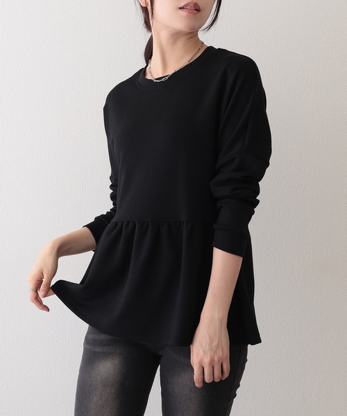 DAYRA(デイラ)の「クルーネック ギャザー ペプラム 長袖 プルオーバー(Tシャツ/カットソー・レディース・ダークグレー/ブルーグレー/ブラック/ライトグレー/ホワイト・S/FREE)」の17枚目の写真