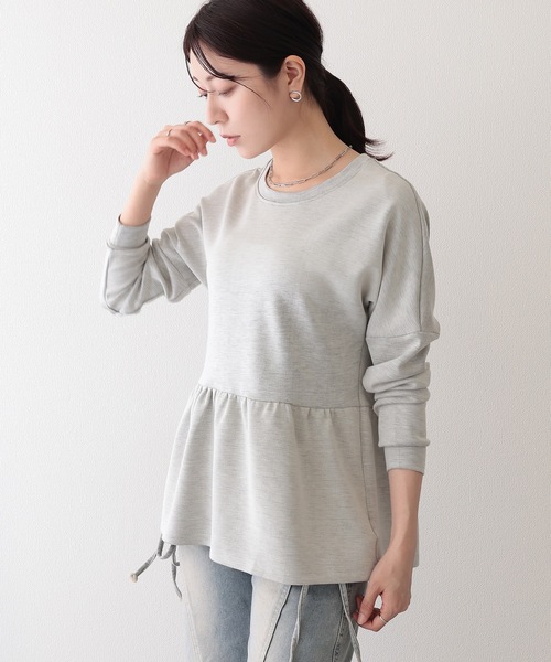 DAYRA(デイラ)の「クルーネック ギャザー ペプラム 長袖 プルオーバー(Tシャツ/カットソー・レディース・ダークグレー/ブルーグレー/ブラック/ライトグレー/ホワイト・S/FREE)」の8枚目の写真