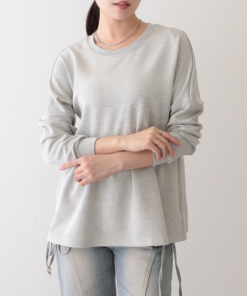 DAYRA(デイラ)の「クルーネック ギャザー ペプラム 長袖 プルオーバー(Tシャツ/カットソー・レディース・ダークグレー/ブルーグレー/ブラック/ライトグレー/ホワイト・S/FREE)」の10枚目の写真