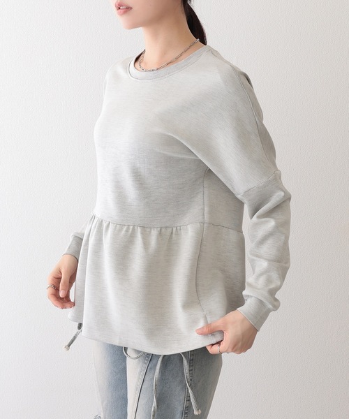 DAYRA(デイラ)の「クルーネック ギャザー ペプラム 長袖 プルオーバー(Tシャツ/カットソー・レディース・ダークグレー/ブルーグレー/ブラック/ライトグレー/ホワイト・S/FREE)」の11枚目の写真