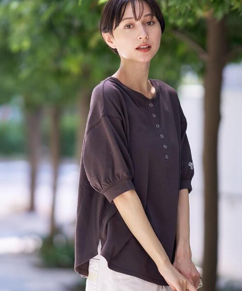 Dessin（デッサン）の「【360度可愛い/前後2WAY/洗える】ライトコットンヘンリーカットソー（Tシャツ/カットソー・レディース・ピンク/ブラック/ブラウン系その他/ナチュラル・01/02/03/00）」の2枚目の写真