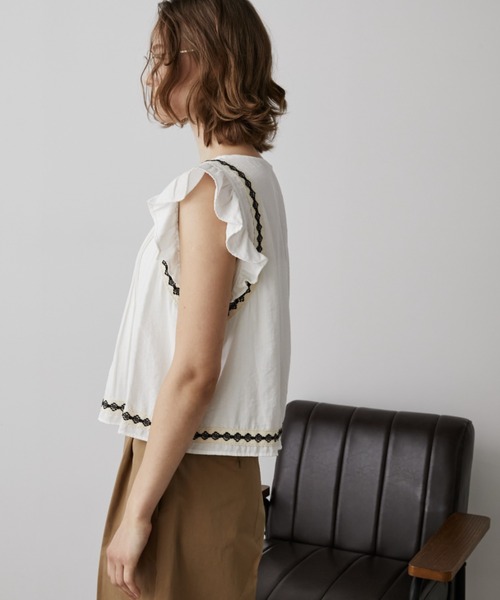 Auntie Rosa Holiday（アンティローザホリデー）の「ピンタック刺繍ノースリブラウス（シャツ/ブラウス・レディース・ネイビー/ホワイト・FREE）」の19枚目の写真