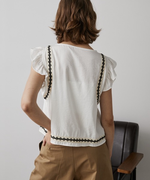 Auntie Rosa Holiday（アンティローザホリデー）の「ピンタック刺繍ノースリブラウス（シャツ/ブラウス・レディース・ネイビー/ホワイト・FREE）」の18枚目の写真