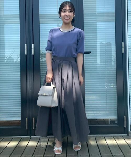 couture brooch(クチュールブローチ)の「【5分袖・華奢見え・通勤】配色スカラ5分袖ニット(ニット/セーター・レディース・ブルー系その他/アイボリー/ブラック・36/38/40/42)」の13枚目の写真