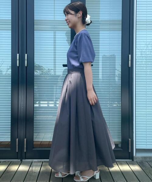 couture brooch(クチュールブローチ)の「【5分袖・華奢見え・通勤】配色スカラ5分袖ニット(ニット/セーター・レディース・ブルー系その他/アイボリー/ブラック・36/38/40/42)」の14枚目の写真