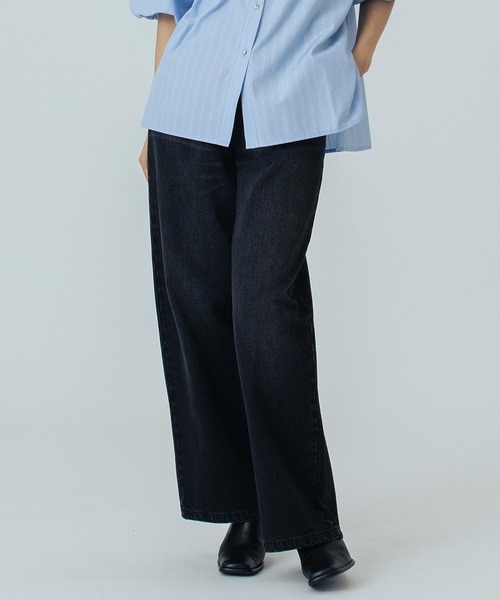 ROSE BUD（ローズバッド）の「(CREOLME)WIDE DENIM PANTS（デニムパンツ・レディース・ブラック/ライトインディゴブルー・M/S）」の7枚目の写真