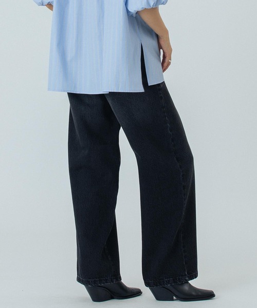 ROSE BUD（ローズバッド）の「(CREOLME)WIDE DENIM PANTS（デニムパンツ・レディース・ブラック/ライトインディゴブルー・M/S）」の9枚目の写真
