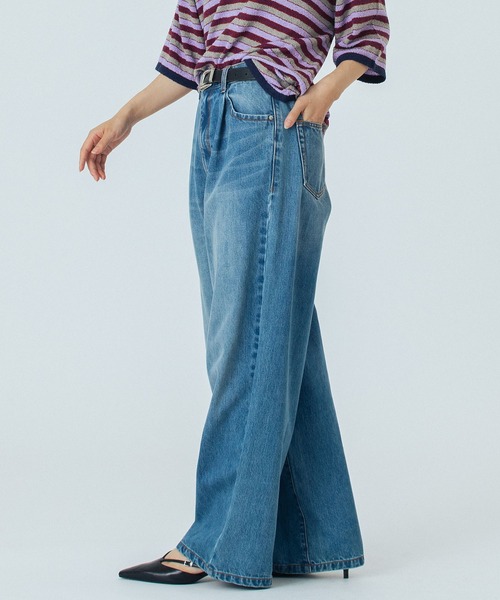 ROSE BUD（ローズバッド）の「(CREOLME)WIDE DENIM PANTS（デニムパンツ・レディース・ブラック/ライトインディゴブルー・M/S）」の13枚目の写真