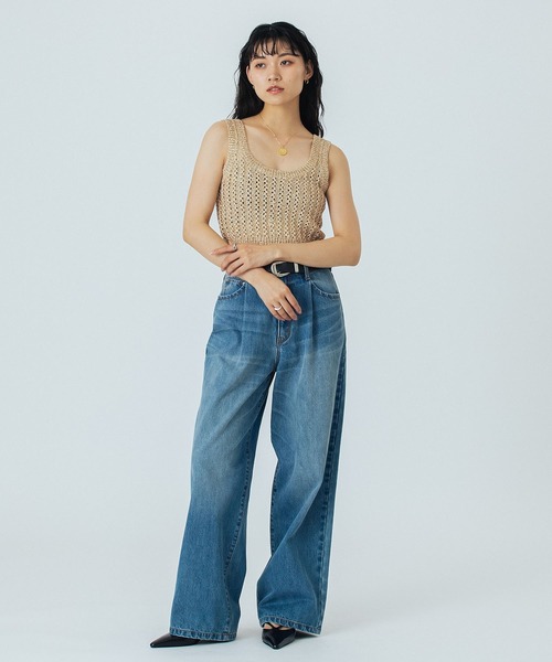 ROSE BUD（ローズバッド）の「(CREOLME)WIDE DENIM PANTS（デニムパンツ・レディース・ブラック/ライトインディゴブルー・M/S）」の22枚目の写真