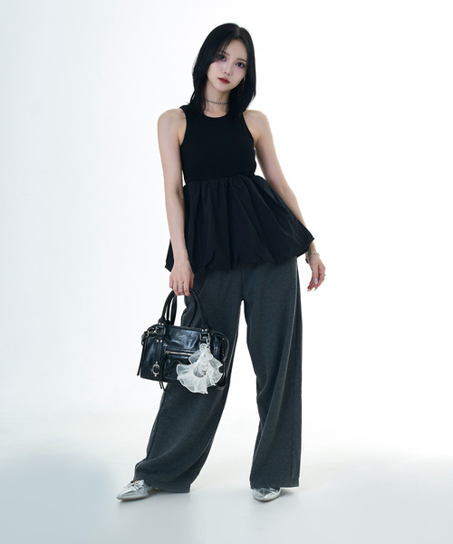 DAESE TOKYO(デセトウキョウ)の「『DAESE TOKYO/デセトウキョウ』裏毛ワイドパンツ(その他パンツ・レディース・オートミール/チャコールグレー・FREE)」の3枚目の写真