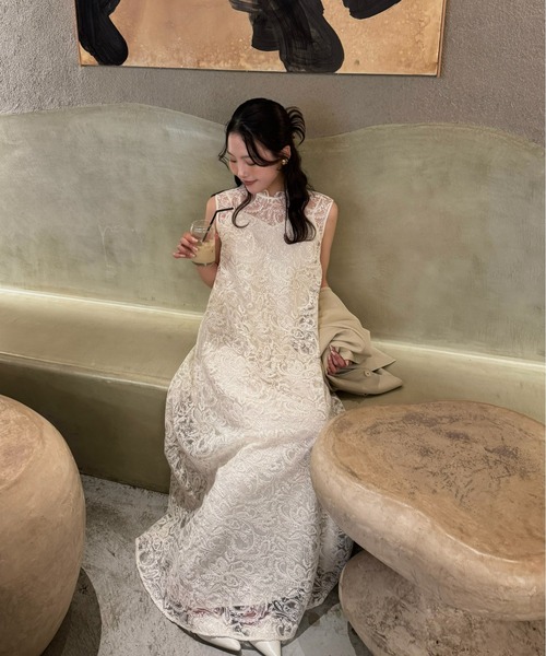 LE'RURE(リルアー)の「Prism lace A-line dress(ドレス・レディース・ライトブルー/ブラック/ホワイト系その他/ベージュ/グリーン系その他/チャコール・MEDIUM/SMALL/M-Short/M-Long)」の7枚目の写真