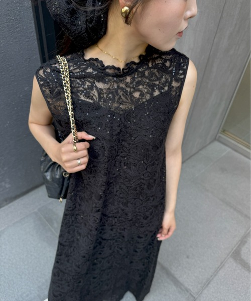 LE'RURE(リルアー)の「Prism lace A-line dress(ドレス・レディース・ライトブルー/ブラック/ホワイト系その他/ベージュ/グリーン系その他/チャコール・MEDIUM/SMALL/M-Short/M-Long)」の11枚目の写真