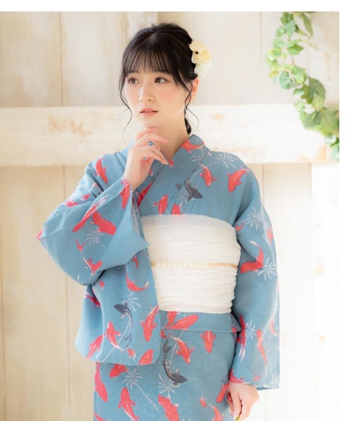 浴衣と兵児帯のセット 鯉 金魚柄 浴衣と兵児帯のセット クールパス 鯉 金魚
