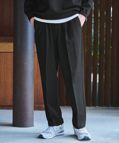 green label relaxing(グリーンレーベルリラクシング)の「TRカルゼ 裏起毛 オルマイ ワイド パンツ -2WAYストレッチ-(その他パンツ・メンズ・ブラック/モカ/ダークグリーン・S/M/L/XL)」の2枚目の写真