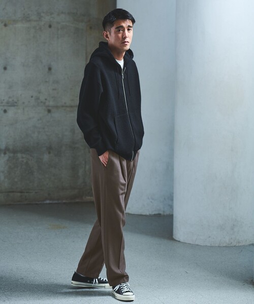 green label relaxing(グリーンレーベルリラクシング)の「TRカルゼ 裏起毛 オルマイ ワイド パンツ -2WAYストレッチ-(その他パンツ・メンズ・ブラック/モカ/ダークグリーン・S/M/L/XL)」の5枚目の写真