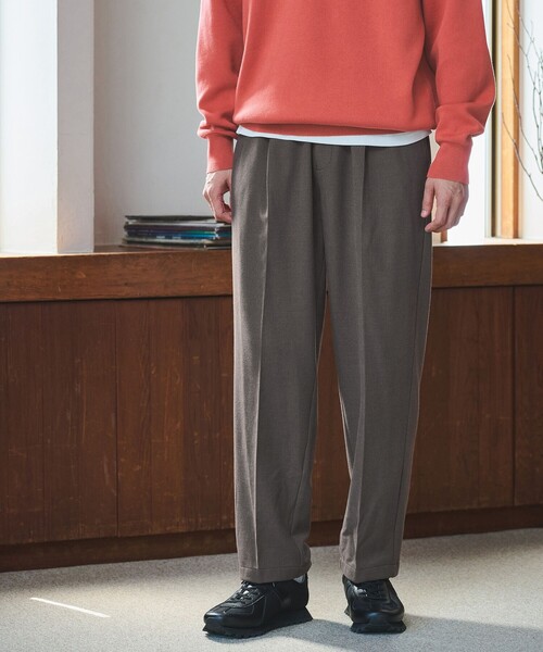 green label relaxing(グリーンレーベルリラクシング)の「TRカルゼ 裏起毛 オルマイ ワイド パンツ -2WAYストレッチ-(その他パンツ・メンズ・ブラック/モカ/ダークグリーン・S/M/L/XL)」の7枚目の写真