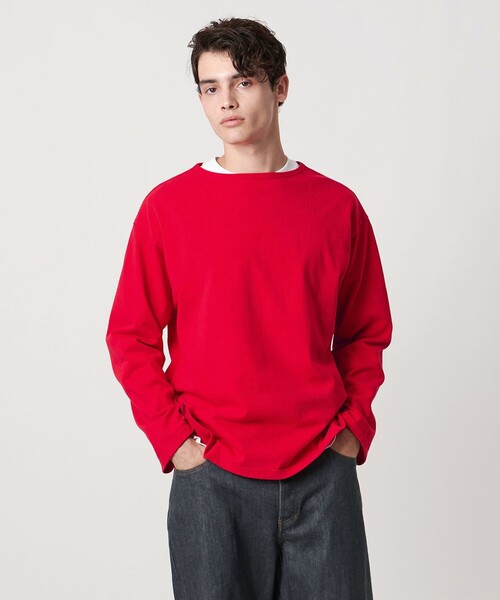 UNITED ARROWS（ユナイテッドアローズ）の「吊り編み天竺 バスクシャツ 「SLOW &　」（Tシャツ/カットソー・メンズ・レッド/ブラック・L/M/S/XL）」の2枚目の写真