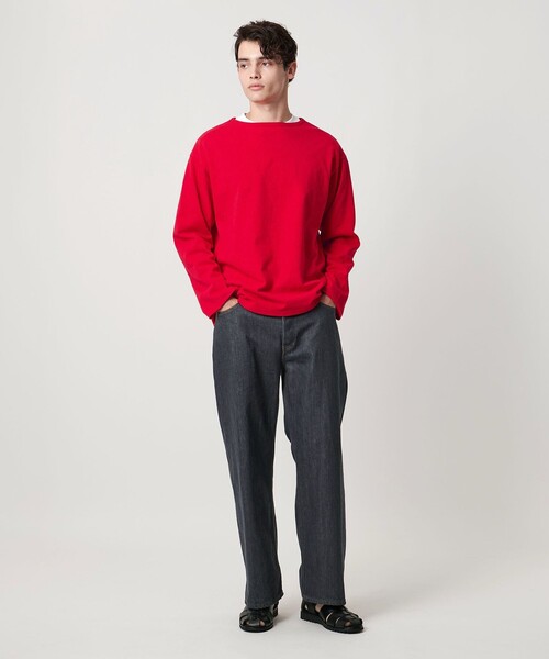 吊り編み天竺 バスクシャツ 「SLOW & 」（Tシャツ/カットソー