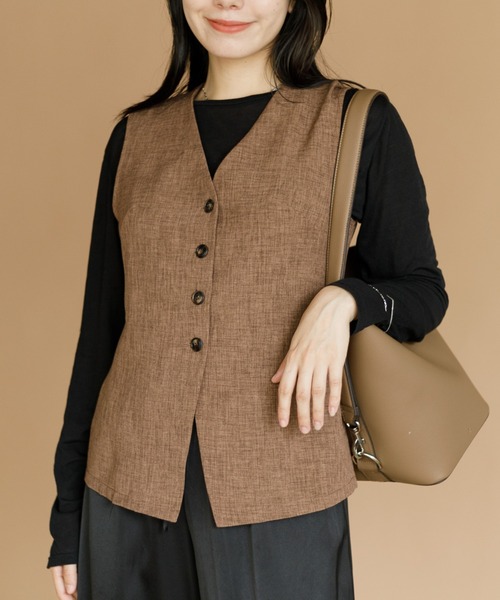 AMERICAN RAG CIE(アメリカンラグシー)の「【ARC】薄手ツイードシングルベスト(ベスト・レディース・ブラック/ベージュ/ブラウン・FREE)」の3枚目の写真