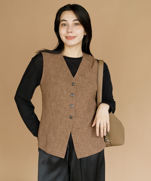 AMERICAN RAG CIE(アメリカンラグシー)の「【ARC】薄手ツイードシングルベスト(ベスト・レディース・ブラック/ベージュ/ブラウン・FREE)」の6枚目の写真