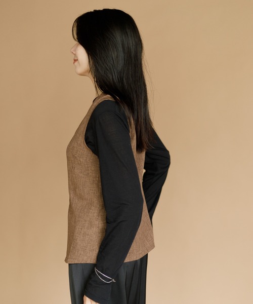 AMERICAN RAG CIE(アメリカンラグシー)の「【ARC】薄手ツイードシングルベスト(ベスト・レディース・ブラック/ベージュ/ブラウン・FREE)」の8枚目の写真