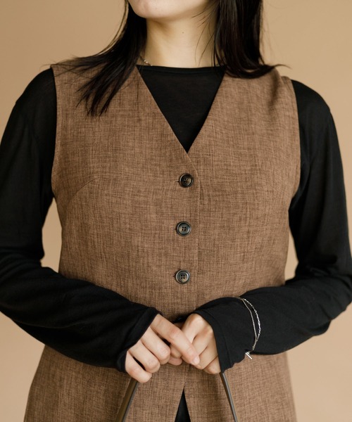 AMERICAN RAG CIE(アメリカンラグシー)の「【ARC】薄手ツイードシングルベスト(ベスト・レディース・ブラック/ベージュ/ブラウン・FREE)」の11枚目の写真