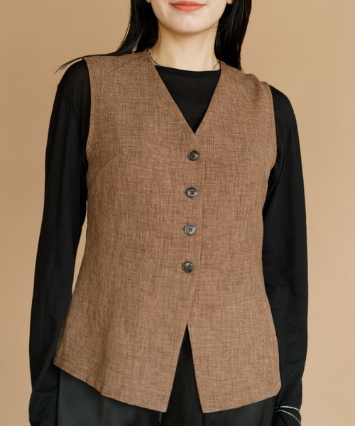 AMERICAN RAG CIE(アメリカンラグシー)の「【ARC】薄手ツイードシングルベスト(ベスト・レディース・ブラック/ベージュ/ブラウン・FREE)」の10枚目の写真
