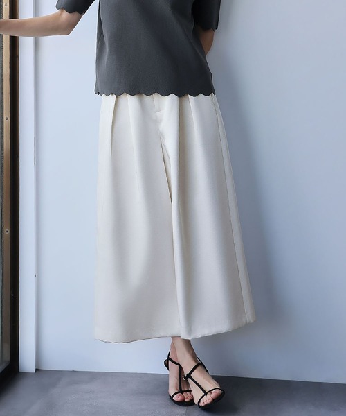 2025AW】サテン タック ガウチョパンツ キュロットパンツ ワイドパンツ