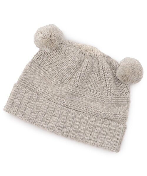 sense of wonder（センスオブワンダー）の「【オーガニック】ボンボン帽子【日本製】（ニットキャップ/ビーニー・キッズ・ホワイト系/ライトグレー・46-48cm/50-52cm/48-50cm）」の2枚目の写真