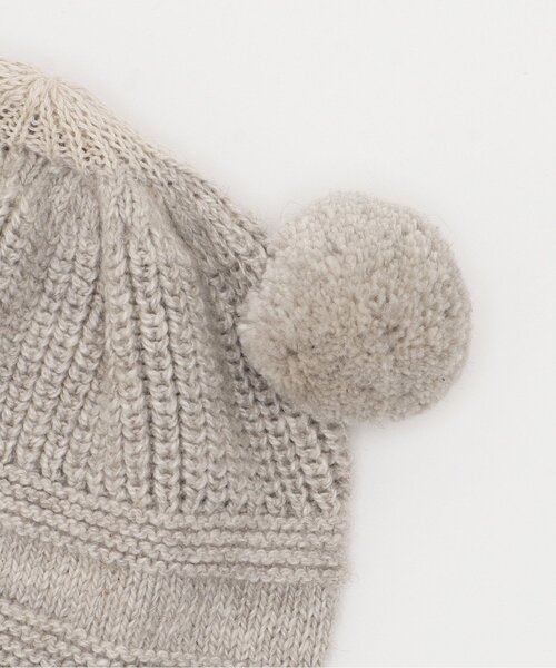 sense of wonder（センスオブワンダー）の「【オーガニック】ボンボン帽子【日本製】（ニットキャップ/ビーニー・キッズ・ホワイト系/ライトグレー・46-48cm/50-52cm/48-50cm）」の4枚目の写真