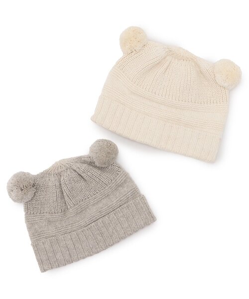 sense of wonder（センスオブワンダー）の「【オーガニック】ボンボン帽子【日本製】（ニットキャップ/ビーニー・キッズ・ホワイト系/ライトグレー・46-48cm/50-52cm/48-50cm）」の6枚目の写真