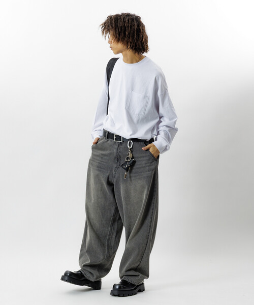 セール】限定展開 ワイドシルエット バレルレッグ デニムパンツ
