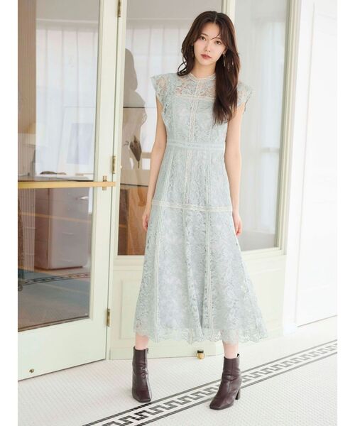 MERCURYDUO（マーキュリーデュオ）の「レースハイネックドレスワンピース（ドレス・レディース・ブラック/ミント・SMALL/MEDIUM）」の12枚目の写真