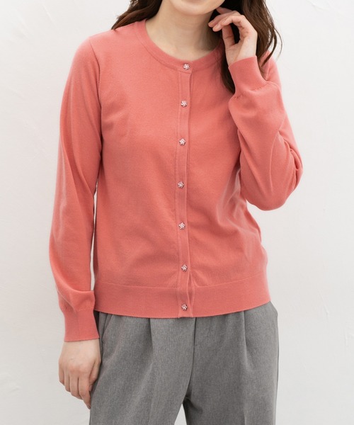 Honeys（ハニーズ）の「【しなやかニット・ヒアルロン酸加工】ヒアルロン酸クルーカーデ（カーディガン/ボレロ・レディース・ネイビー/ブラック/アイボリー/ブラウン/ピンク/ミント/ベージュ・LL/L/S/M）」の7枚目の写真