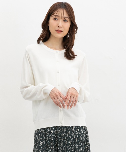 Honeys（ハニーズ）の「【しなやかニット・ヒアルロン酸加工】ヒアルロン酸クルーカーデ（カーディガン/ボレロ・レディース・ネイビー/ブラック/アイボリー/ブラウン/ピンク/ミント/ベージュ・LL/L/S/M）」の10枚目の写真