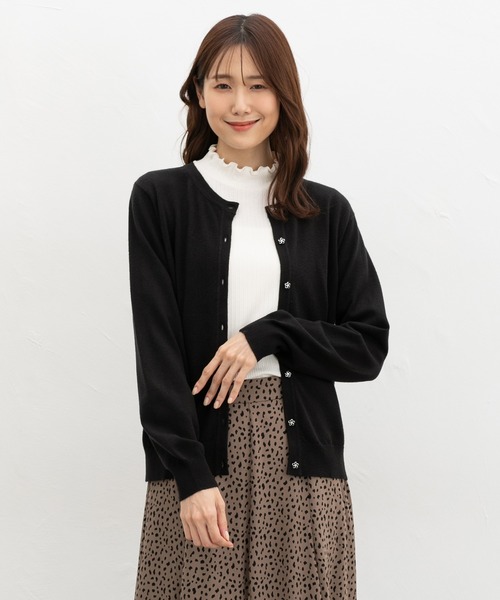 Honeys（ハニーズ）の「【しなやかニット・ヒアルロン酸加工】ヒアルロン酸クルーカーデ（カーディガン/ボレロ・レディース・ネイビー/ブラック/アイボリー/ブラウン/ピンク/ミント/ベージュ・LL/L/S/M）」の11枚目の写真