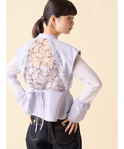 セール】エンブロイダリースイッチングブラウス（シャツ/ブラウス