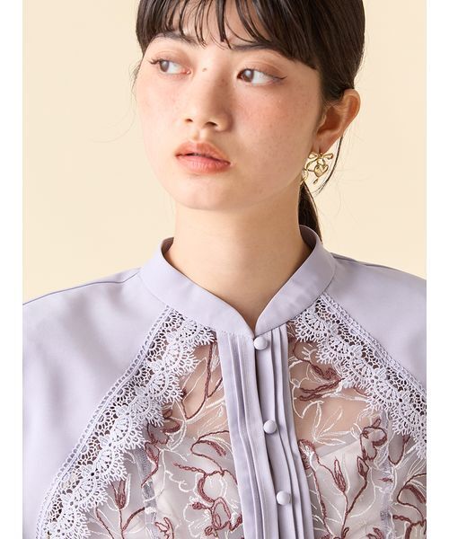 セール】エンブロイダリースイッチングブラウス（シャツ/ブラウス