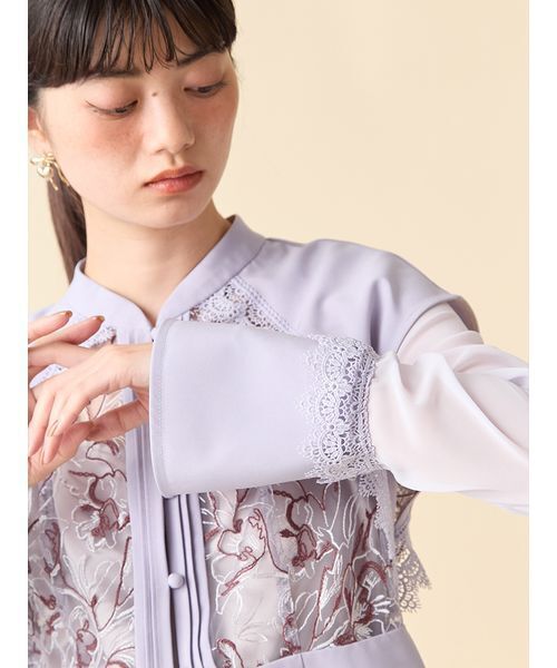 セール】エンブロイダリースイッチングブラウス（シャツ/ブラウス