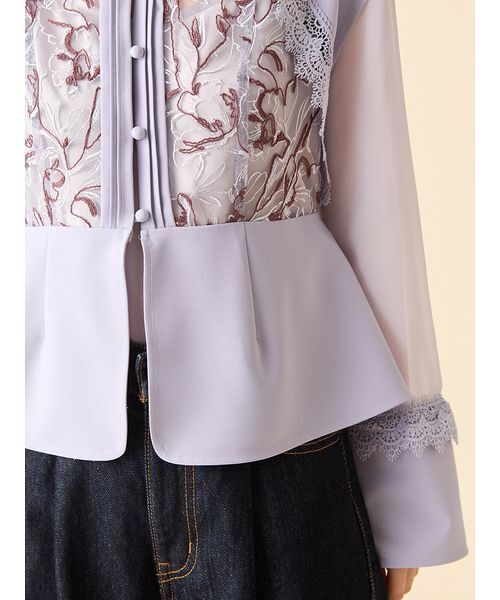 セール】エンブロイダリースイッチングブラウス（シャツ/ブラウス
