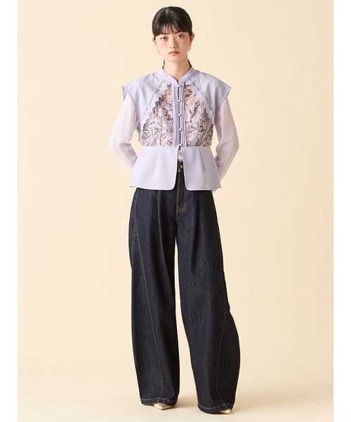 セール】エンブロイダリースイッチングブラウス（シャツ/ブラウス