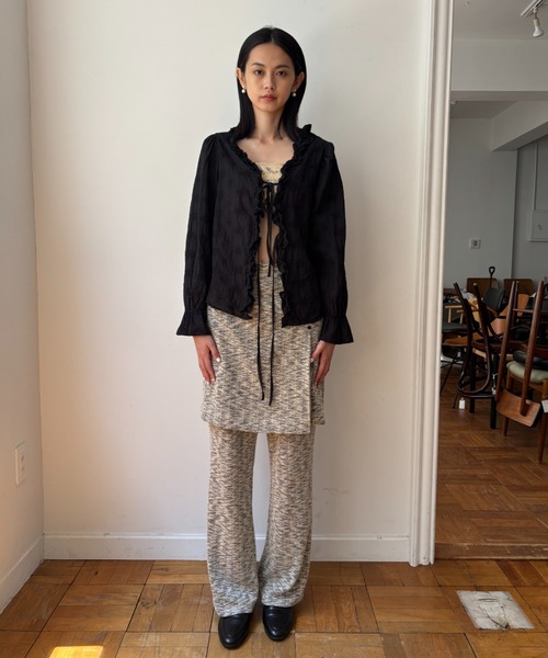 FUULLY STUDIO（フーリィーステューディオ）の「ジャガードフレアパンツ（その他パンツ・レディース・アイボリー/ブラック・FREE）」の12枚目の写真