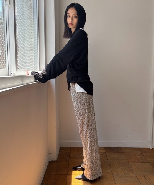 FUULLY STUDIO（フーリィーステューディオ）の「ジャガードフレアパンツ（その他パンツ・レディース・アイボリー/ブラック・FREE）」の5枚目の写真