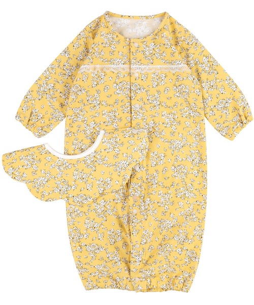 WACOAL KIDS BABY(ワコールキッズベイビー)の「ワコールベビー プレオール 長袖 スタイ付き(ベビーパジャマ/スリーパー・キッズ・イエロー/ブルー・50-70/70-80)」の2枚目の写真