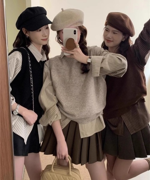 Ritzy(リッツィー)の「オーバーサイズ ストライプシャツ(シャツ/ブラウス・レディース・アイボリー/モカ/ベージュ・L/M)」の13枚目の写真