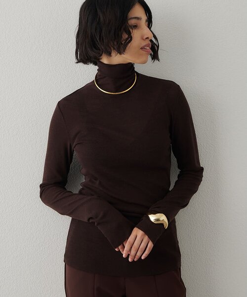 Whim Gazette（ウィムガゼット）の「ウール混カットタートルプルオーバー（Tシャツ/カットソー・レディース・ブラウン/グレー/ブラック・FREE）」の4枚目の写真