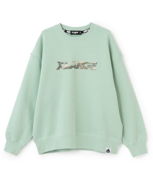 XLARGE KIDS(エクストララージキッズ)の「【人気商品再入荷】【直営店で取り扱い無し】迷彩ロゴトレーナー(スウェット・キッズ・ブラック/ライトグリーン・140cm/100cm/130cm/120cm/110cm)」の2枚目の写真
