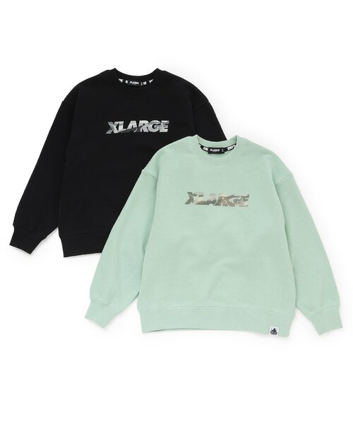 XLARGE KIDS(エクストララージキッズ)の「【人気商品再入荷】【直営店で取り扱い無し】迷彩ロゴトレーナー(スウェット・キッズ・ブラック/ライトグリーン・140cm/100cm/130cm/120cm/110cm)」の9枚目の写真
